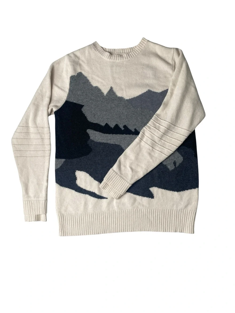Alps & Meters Mens L Merino Wool Cashmere Ski Race Wasatch Sweater in Ivory